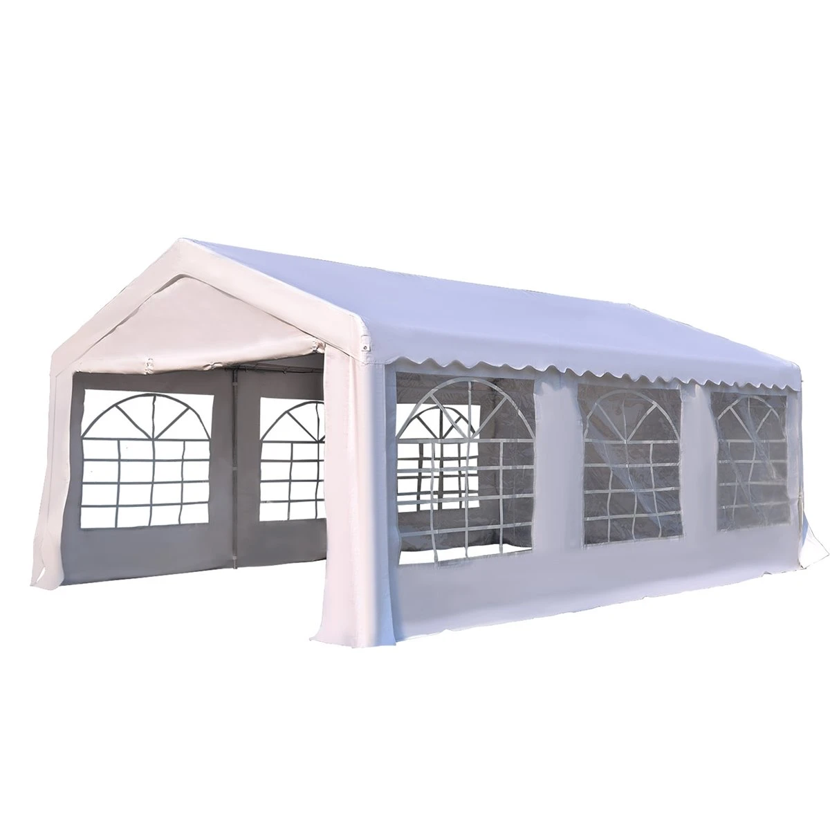 Outsunny Carpa De Jardín Cochera Gazebo 6x4m Pergola Cenador Pabellón 4 Paneles Laterales 6 Ventanas Para Fiesta Eventos Bodas Acero PE Blanco 3 Outsunny Carpa De Jardín Cochera Gazebo 6x4m Pergola Cenador Pabellón 4 Paneles Laterales 6 Ventanas Para Fiesta Eventos Bodas Acero PE Blanco