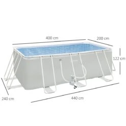 Outsunny Piscina Desmontable Tubular 440x240x122 Cm Piscina Rectangular De Exterior Con Depuradora De Cartucho 4.000 L/H Mangueras Longitud 100 Cm Y Marco De Acero 9760 L Gris -OUTSUNNY TIENDA 4a0d9a312b410da19a155e0ffcb113e0263e9d56 aea3b8a4019f4230a075a9af3ef3ffcd