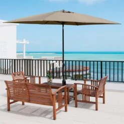 Outsunny Sombrilla De Jardín 200x300x248 Cm Protección UV50+ Parasol De Aluminio Inclinable Con Techo De Ventilación Y Manivela Para Terraza Balcón Exterior Café -OUTSUNNY TIENDA 4be9080e8b73c282fa7729a5ce991a8bf934eaca cd75b2407f634ea5b022980e1b7851c0