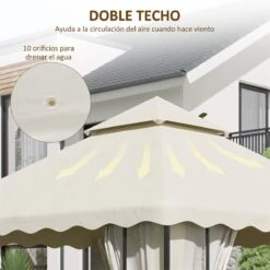Outsunny Techo De Repuesto Para Cenador 3x3 M Cubierta De Repuesto Con Techo Doble Y 10 Orificios De Drenaje Tela Poliéster Para Carpa Pabellón Gazebo Crema -OUTSUNNY TIENDA 4c90d8c7b400232c2092e675ab6b2267fd5b95eb 5717d7e201954c2db732b5db7b9329ce