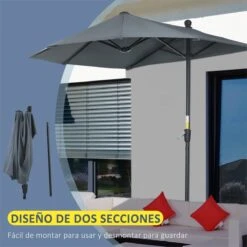 Outsunny Sombrilla De Pared De Jardín 200x190x240 Cm Parasol Con Manivela Poste De Acero Y Base Cruzada Protección Solar Para Terraza Balcón Exterior Gris -OUTSUNNY TIENDA 4d289f708c04a762c5187b4441cd5cfb7900e840 b13eee3faa48403583788620e6ee6c21