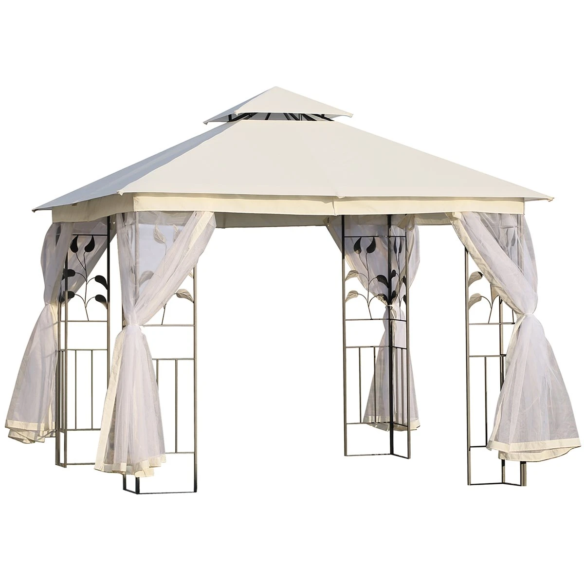 Outsunny Cenador De Jardín 300x300x280 Cm Carpas Para Exterior Grandes Doble Techo Con Mosquitera Y Piquetas Para El Suelo Fácil De Drenar Poliéster Acero Blanco 3 Outsunny Cenador De Jardín 300x300x280 Cm Carpas Para Exterior Grandes Doble Techo Con Mosquitera Y Piquetas Para El Suelo Fácil De Drenar Poliéster Acero Blanco
