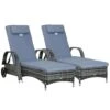 Outsunny Conjunto De 2 Tumbonas De Ratán De Jardín Chaise Longue Con Respaldo Ajustable En 5 Posiciones Cojines Acolchados Reposacabezas Y 2 Ruedas 200x73x72-103 Cm Gris -OUTSUNNY TIENDA 4d979111d5ed26e50cf191a55564c4c719c83744 747c3995f5724cd29bf3d49f85a96f4c