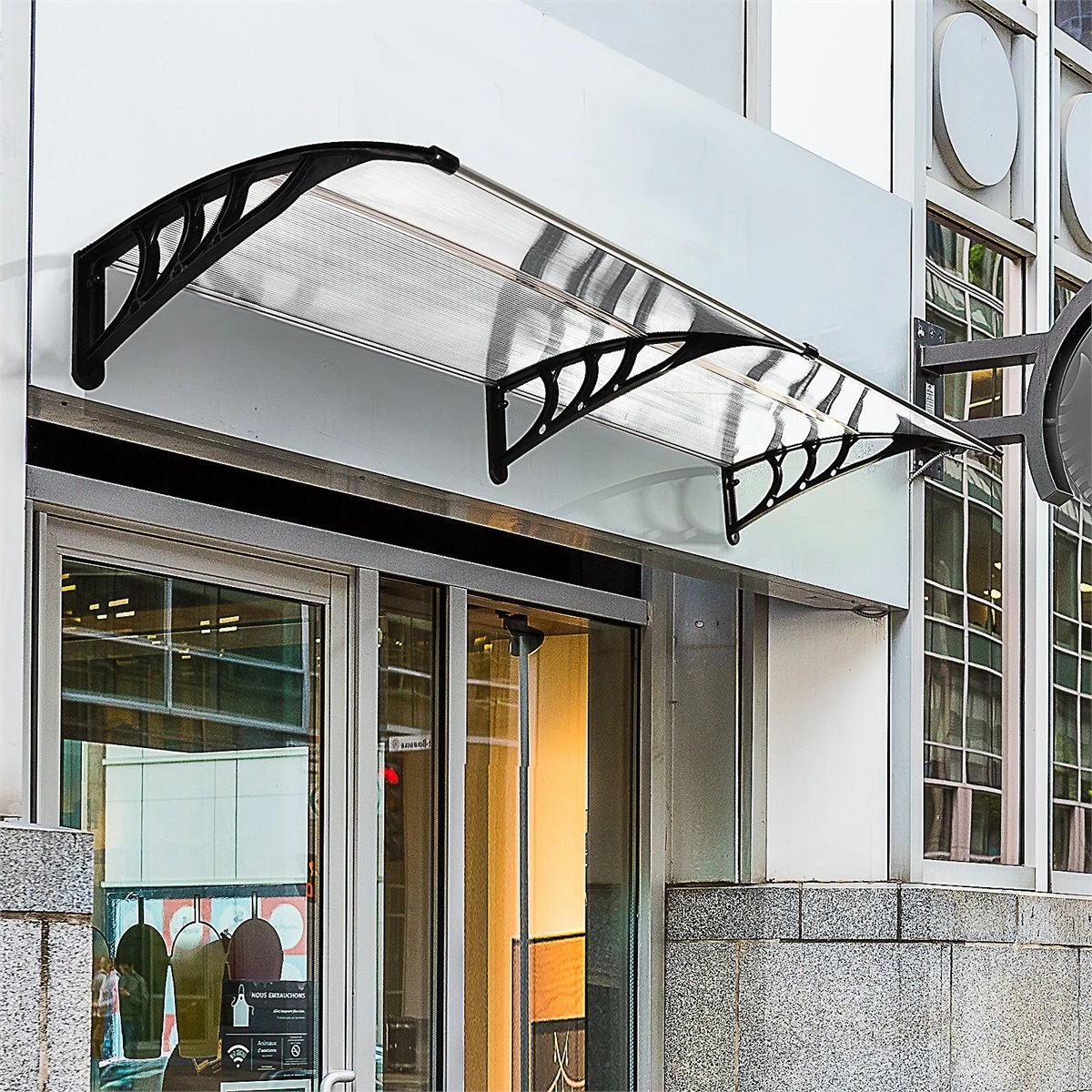 Outsunny Tejadillo De Protección 195x75 Cm Marquesina Para Puertas Y Ventanas Contra Sol Y Lluvia Con Paneles De Policarbonato Barras De Aleación De Aluminio Transparente 9 Outsunny Tejadillo De Protección 195x75 Cm Marquesina Para Puertas Y Ventanas Contra Sol Y Lluvia Con Paneles De Policarbonato Barras De Aleación De Aluminio Transparente - Imagen 7
