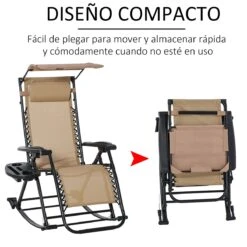 Outsunny Silla Mecedora De Jardín Plegable Tumbona Reclinable Con Techo Protección Solar Reposacabezas Extraíble Y Reposapiés Estructura De Acero 120x67x102 Cm Beige -OUTSUNNY TIENDA 4f26b5d3c145305d4bcbfeee066c2937c16627f2 265956ddf356418abc8444cf1998333d
