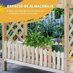 Outsunny Huerto Urbano Elevado De Madera 90x30x90 Cm Mesa De Cultivo De Jardín Con Estante Inferior Seto Decorativo Y 4 Orificios De Drenaje Para Plantas Macetas Flores Natural -OUTSUNNY TIENDA 500e2fa81906fc2de181cf2394176c6c1c900081 78e671ddee524df48ccad875e8f8bfa2