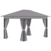 Outsunny Cenador De Jardín 4x3 M Pabellón Con Techo De Ventilación 4 Cortinas Laterales Con Puerta Y 8 Orificio De Drenaje Gazebo De Aluminio Para Exterior Patio Fiestas Gris -OUTSUNNY TIENDA 501c788ebd920157c1059d50ecf5887c409a1345 ef8f7b7002704cfd9ed8a9a1bf51ea33