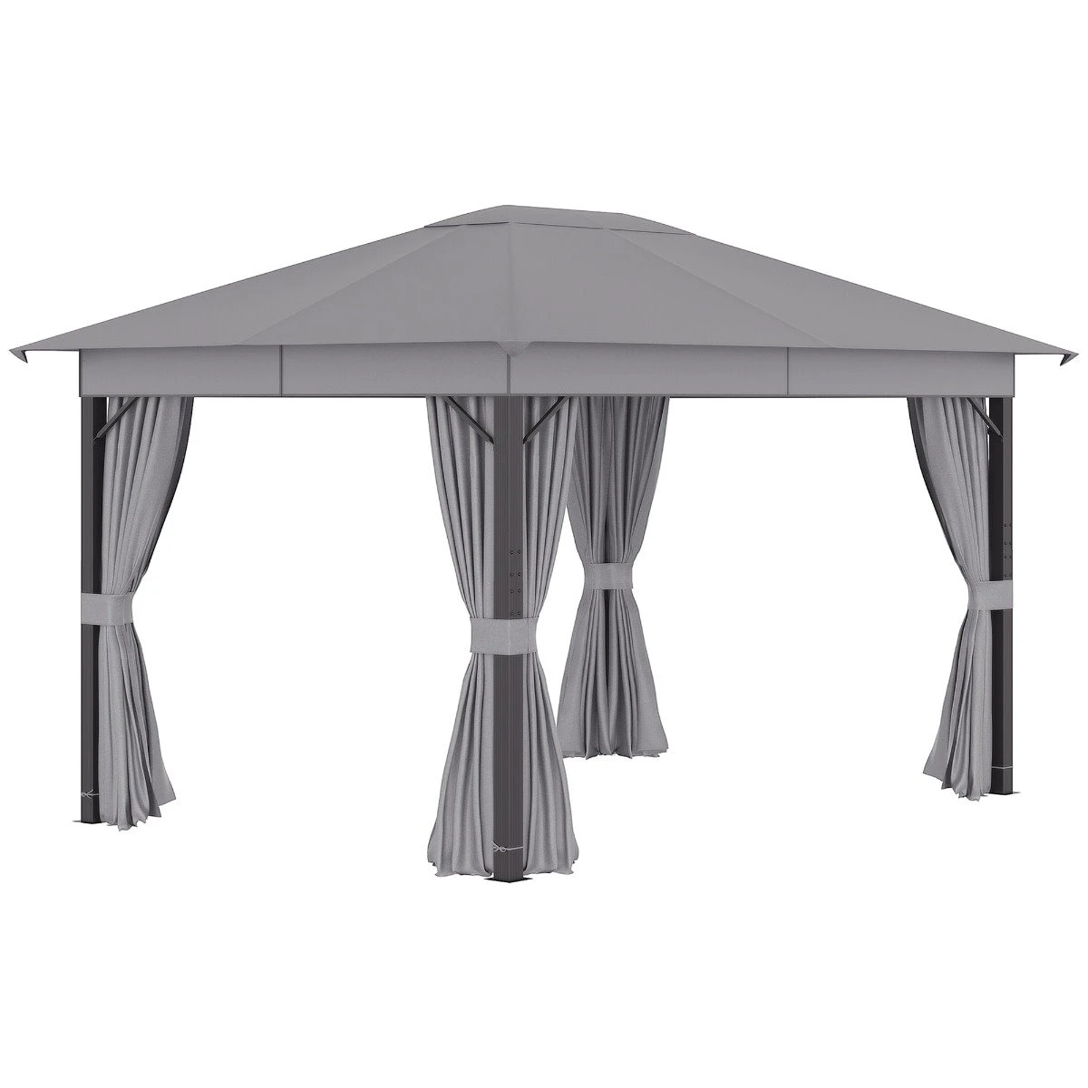 Outsunny Cenador De Jardín 4x3 M Pabellón Con Techo De Ventilación 4 Cortinas Laterales Con Puerta Y 8 Orificio De Drenaje Gazebo De Aluminio Para Exterior Patio Fiestas Gris 3 Outsunny Cenador De Jardín 4x3 M Pabellón Con Techo De Ventilación 4 Cortinas Laterales Con Puerta Y 8 Orificio De Drenaje Gazebo De Aluminio Para Exterior Patio Fiestas Gris
