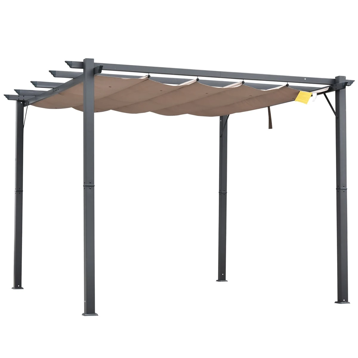 Outsunny Pérgola De Aluminio Gazebo Cenador 3x3m Para Jardín Patio O Terraza Con Techo Retráctil Tela Poliéster Resistente A Agua Y UV 3 Outsunny Pérgola De Aluminio Gazebo Cenador 3x3m Para Jardín Patio O Terraza Con Techo Retráctil Tela Poliéster Resistente A Agua Y UV
