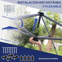 Outsunny Cenador Plegable 2,5x2,5x2,68 M Carpa De Jardín Protección UV 50+ Ajustable En Altura Con 4 Bolsas De Arena Y Bolsa De Transporte Para Camping Fiestas Patio Azul -OUTSUNNY TIENDA 50d4d52eb035746f1c4f4cf4ce6f50d2d23e7a4c 0229a3446dc548b4a4039e54f8cd357a