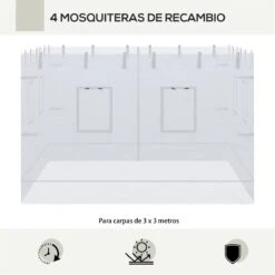 Outsunny 4 Paredes Laterales Para Carpa 300x195 Cm Mosquitera Para Cenador Con 6 Ventanas Enrollable Puerta Con Cremallera Y Bolsa De Transporte Blanco -OUTSUNNY TIENDA 55df993c04f16b14268608b7692dd06efba50a94 9691c18809bc4f1aa396966cf5dafaa7