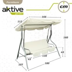 Balancín Para Jardín Marfil C/toldo Inclinable 3 Plazas Aktive -OUTSUNNY TIENDA 5684ef3135274ee128ff97ed7e6eb9de105f946e 382a5ea88db942a9817eaed8f3c53dff