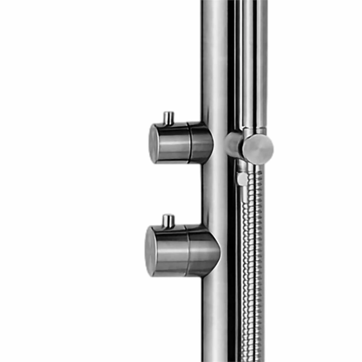 Ducha Exterior De Acero Inoxidable Satinado Sined Alghero Ducha Con Mezclador Y Teleducha De 6 Cm De Diámetro Ducha Corporal Y Accesorios De Acero Inoxidable AISI 316L Ducha Con Entrada De Agua Caliente Y Fría Conexiones Ocultas En La Base 5 Ducha Exterior De Acero Inoxidable Satinado Sined Alghero Ducha Con Mezclador Y Teleducha De 6 Cm De Diámetro Ducha Corporal Y Accesorios De Acero Inoxidable AISI 316L Ducha Con Entrada De Agua Caliente Y Fría Conexiones Ocultas En La Base - Imagen 3