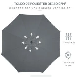 Outsunny Sombrilla De Jardín Ø300x240 Cm Parasol De Terraza Con Manivela Techo Inclinable Y 8 Varillas De Metal Para Patio Balcón Exterior Gris -OUTSUNNY TIENDA 5719847401e172664502678a2c5811d75dea44c7 0dea141b304343c4898e7a5f7611d8d8