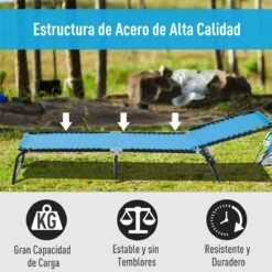 Outsunny Tumbona Plegable Y Ajustable De 4 Posiciones Silla Reclinable De Jardín Con Sistema De Cordones Para Exterior Marco Acero 197x58x76 Cm Azul Claro -OUTSUNNY TIENDA 57bc1e4bfe0fe0ba77cc554bd2ddab5299263696 47cc493afbf246638c179026ae83d414