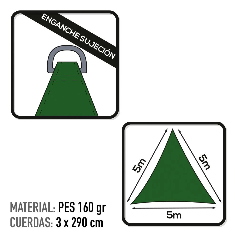 Toldo Vela Triangular Aktive Garden Verde 5 Toldo Vela Triangular Aktive Garden Verde - Imagen 3