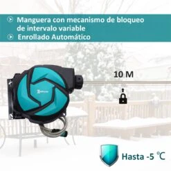 DURHAND Carrete Para Manguera Retráctil 10m Con Cabezal Multifuncional Sistema De Enrollado Automático Con Bloqueo Conector De 1m Para Jardín Césped 29,5x16,5x33 Cm Negro Y Verde -OUTSUNNY TIENDA 5868f91f176764f6be375378656c45bdb1ec019e a8869fab22a6423c9cab51b7ff920a23