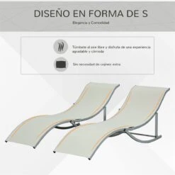 Outsunny 2 Tumbonas Plegables En Forma De S Ergonómica Con Marco De Aluminio Texteline Para Piscina Patio Jardín Terraza 165x61x63 Cm Beige -OUTSUNNY TIENDA 58b88ea13bf2e687d22eb152706cb276a95d7ac5 53d4213464dd4196a6343e61a624e62e