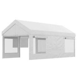 Outsunny Carpa De Jardín 6x3 M Carpa Para Fiestas Cenador De Exterior Con 3 Puertas Extraíbles Ventanas De Malla Enrollables Para Terraza Bodas Eventos Blanco -OUTSUNNY TIENDA 592741a494068ce178c15b73ed3f4640c50cdd3e afb0eb1410254cefb8e82674228a25d9