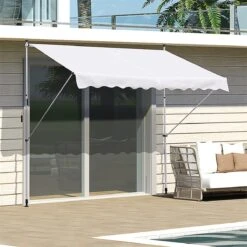 Outsunny Toldo Manual Retráctil Para Exterior 300x150x170-280 Cm Toldo Enrollable Altura Ajustable Con Manivela Protección Solar Para Terraza Balcón Jardín Blanco -OUTSUNNY TIENDA 5a3f61fb248cec96e60fce09cbfd363f93f25e26 5f2ff8e484ca4e8bae194a4c6ec60df0