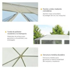 Outsunny Gazebo De Jardín 6x3m Pabellón Con 6 Paredes De Malla Extraíbles Cremallera Y Techo Estilo Catedral Para Fiestas Eventos Reuniones Blanco -OUTSUNNY TIENDA 5a62df5718ee62ed19b3078968ac243fa6e3cf10 a5b7605a0e234810afa9c5e691302ef6