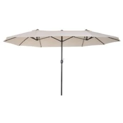 Outsunny Sombrilla Parasol Doble Para Jardín 4,6x2,7x2,4 M Sombrilla Gigante Anti UV Con Manivela Para Exterior Patio Terraza Piscina Color Beige