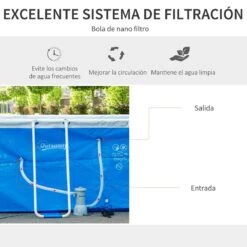 Outsunny Piscina Desmontable Tubular 440x240x122 Cm Piscina Rectangular De Exterior Con Depuradora De Cartucho 4.000 L/H Mangueras Longitud 100 Cm Y Marco De Acero 9760 L Azul -OUTSUNNY TIENDA 5b87673a11f1f0263c210bc6f9f766508c7e6f32 2db2a44d843844de82e7cefbf513bd0b