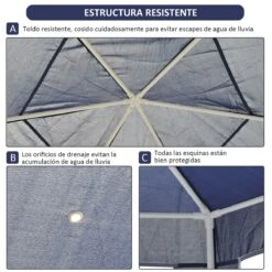 Outsunny Carpa Gazebo Tipo Cenador Hexagonal Con Mosquitera Para Jardín Y Terraza Ø1,97 M Material De Poliéster Repelente Al Agua (Azul) -OUTSUNNY TIENDA 5c8fdacbd55d1a34ba76dff882ab36c08b42c741 aff00023668548ab9ab270cfe58f5f9b