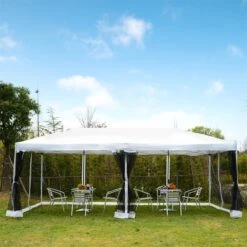 Outsunny Carpa 6x3m Plegable Gazebo Para Jardín Cenador Con 6 Cortinas Mosquitera Y Cremallera Bolsa Transporte Montaje Fácil Acero Tela Oxford Blanco -OUTSUNNY TIENDA 5d236e43a8f62ceeaa3b297812c67e0145568b8b 5c7f5267bc73400fa1d6ebe576ee3eb9