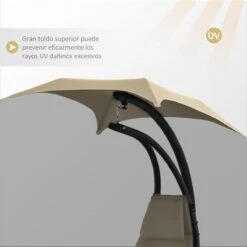 Outsunny Tumbona Colgante Con Sombrilla Protección UV Hamaca Sillón Con Toldo Estructura Estable Cuerda Antivuelco Y Forma Ergonómico Para Jardín Patio Terraza Metal 190x110x190 Cm Beige -OUTSUNNY TIENDA 5d43c48d6ff9747c8acf4cf58e9acbb25b968f84 134c4b15b87c4e1cb5ce6c9a51aa15a2
