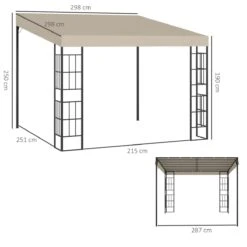 Outsunny Pérgola De Pared 3x3 M Cenador De Jardín Con Toldo Protección Solar Y 2 Orificios De Drenaje Gazebo Carpa De Metal Para Fiestas Celebraciones Patio Exterior Beige -OUTSUNNY TIENDA 5db2b460004c7defcbd7bdc1546158b5ceb41f63 3f32f10558ff426cb636ca4bba7c3b7d