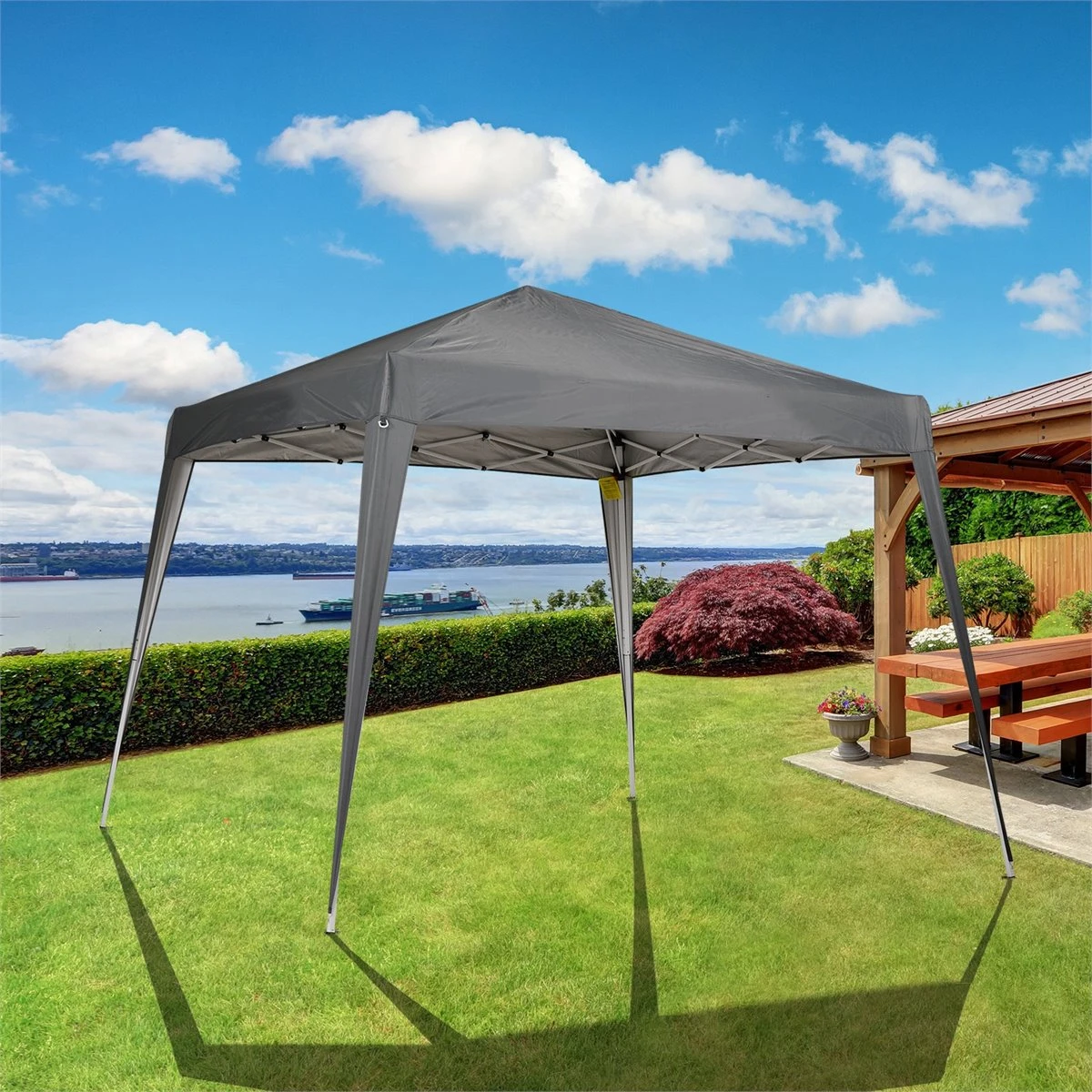 Outsunny Carpa Plegable 2,4x2,4m Cenador De Jardín Diseño Pop Up De Acero Y Cubierta De Tela Oxford Gris 10 Outsunny Carpa Plegable 2,4x2,4m Cenador De Jardín Diseño Pop Up De Acero Y Cubierta De Tela Oxford Gris - Imagen 8