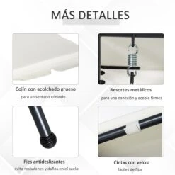 Outsunny Columpio Balancín Jardín De 3 Plazas Convertible En Cama Con Techo Ajustable Cojín Acolchado Y Almohadas Para Balcón Terraza Carga 340 Kg Acero 200x125x170 Cm Crema -OUTSUNNY TIENDA 60175aab0798c4b47741c90daa5ca7d6b1af4d0d 00e84e274ea346c59b0dab0b7ecded3e