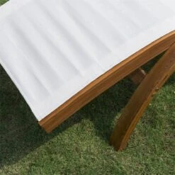 Outsunny Tumbona Tipo Hamaca Para Jardín Terraza Playa Piscina O Patio 161x72x68 Cm Color Blanco Hecha De Madera Malla Y Texteline Con Almohadilla -OUTSUNNY TIENDA 60215ef5082bc44fc9c1d9cffa23696255cbf2d1 52bd56815a7b4b55998e4fdc45588152