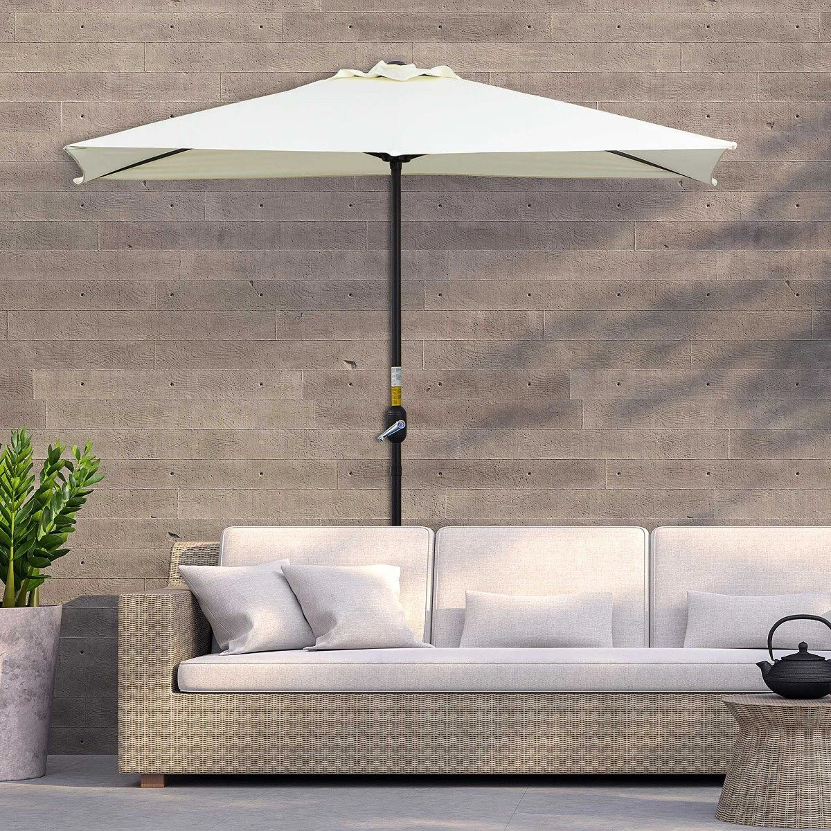 Outsunny Sombrilla Semicircular 230x130x245 Cm Parasol Para Pared De Jardín Con Manivela Y Mástil De Metal De Ø38 Mm Terraza Balcón Beige 10 Outsunny Sombrilla Semicircular 230x130x245 Cm Parasol Para Pared De Jardín Con Manivela Y Mástil De Metal De Ø38 Mm Terraza Balcón Beige - Imagen 8