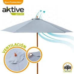 Parasol Hexagonal 300 Cm Color Antracita Mástil Madera Aktive Garden -OUTSUNNY TIENDA 6115ac8377c38e5b6c063f41f32d0e1ee7c79b7a d1d1c5c482db4bf1bf727316db92311e