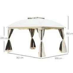 Outsunny Cenador Con Techo Gazebo Pabellón Exterior 3x3.65x2.82m Carpa Glorietas De Jardín Marco De Hierro Con Pared Lateral Y Mosquitero Color Crema -OUTSUNNY TIENDA 620393e13a72f9d1525af9c0e7ae008f04778b4c f754557bb1b7477392270c2121033f48