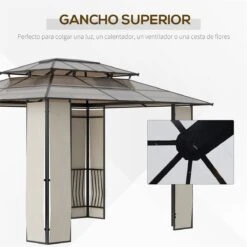 Outsunny Cenador De Jardín 3,6x3 M Pabellón Para Exterior Con Techo De Policarbonato Y Estructura De Acero Aluminio Protección Solar Para Fiestas Eventos Marrón -OUTSUNNY TIENDA 62e551a333061606fa1ffad1a1a48a28a34fef6e 3be3daf4fd7d49cead5b5c2ffb796629