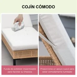 Outsunny Tumbona De Ratán Sintético Chaise Longue Con Respaldo Ajustable En 5 Posiciones Cojín Acolchado Y 2 Ruedas Para Jardín Terraza Acero 200x65x31 Cm Natural Y Beige -OUTSUNNY TIENDA 62f9a6215a52a59ef5c294644eb5d8c1e084e21b b5e1648733114d108c6b11d9ae75ac3c