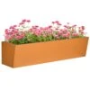 Outsunny Jardinera Colgante De Acero Maceta Rectangular Colgante Con 2 Ganchos Ajustables Y 2 Orificios De Drenaje Para Balcón Jardín Patio 91x35x24 Cm Marrón