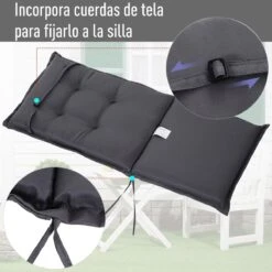 Outsunny Cojín De 2 Piezas Para Tumbona De Exterior Colchoneta Para Sillas De Jardín Acolchado Cómoda Con Cuerda De Fijación Lavable A Mano Poliéster Esponja 120x50x6 Cm Gris -OUTSUNNY TIENDA 6527a3812d24a8b1ed116f598873b77df7ccab09 7cc4aa44427e4c0c91b00bdb61c296b4