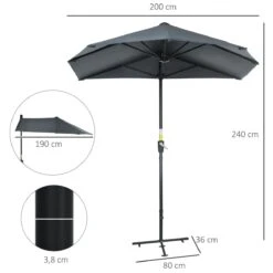 Outsunny Sombrilla De Pared De Jardín 200x190x240 Cm Parasol Con Manivela Poste De Acero Y Base Cruzada Protección Solar Para Terraza Balcón Exterior Gris -OUTSUNNY TIENDA 672f3689039beb95879516168bb20b869e64b583 7add66334d9448b69734d1d12c8d9b7c