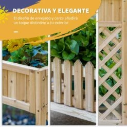 Outsunny Huerto Urbano Elevado De Madera 90x30x90 Cm Mesa De Cultivo De Jardín Con Estante Inferior Seto Decorativo Y 4 Orificios De Drenaje Para Plantas Macetas Flores Natural -OUTSUNNY TIENDA 67c7c0dec8f4ce453ddbf86a6e16c4619f9dd86d bdd8d93dbe664fc294f7e66346146b77