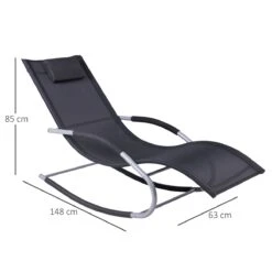 Outsunny Tumbona Mecedora De Jardín Con Reposacabezas Reposabrazos Sillón Silla De Exterior Tejido Transpirable Y Metal Para Playa Patio Terraza 63x148x85 Cm Negro -OUTSUNNY TIENDA 6879d77bec8eb903b33567af8e50ad01bf03169c 7605f815fa0e41978bff517c2677455e