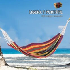 Outsunny Hamaca De Algodón Para Jardín 210x150 Cm Hamaca Colgante Portátil Carga Máx. 180 Kg Para Acampar Piscina Camping Rayas Multicolor -OUTSUNNY TIENDA 6915419ee0cc04c2b85861ad6ade05e1c1cd6159 68d87384244640a3b294a79207d60b58