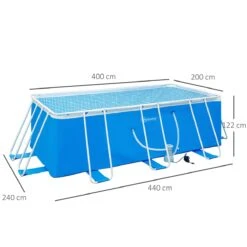 Outsunny Piscina Desmontable Tubular 440x240x122 Cm Piscina Rectangular De Exterior Con Depuradora De Cartucho 4.000 L/H Mangueras Longitud 100 Cm Y Marco De Acero 9760 L Azul -OUTSUNNY TIENDA 6a3e5a76f074b94a89ce583e3c9a6ae37a82039f 2933bfefaba0486c9315544fccb8b3ad