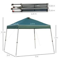 Outsunny Cenador Plegable 3x3m Portátil De Jardín Con Bolsa De Transporte Con Ruedas Acero Para Exterior Fiestas Camping Verde -OUTSUNNY TIENDA 6a817230c03ae8b2f69f36d69d451636e454df54 4153a62e00aa421d9a2eef1abef8e976