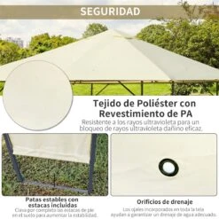 Outsunny Carpa 3x3x2.6m Cenador Jardin Marco De Acero Y 4 Paraviento Lateral Color Crema -OUTSUNNY TIENDA 6bc8460de72efb0f8daa0e747a868fb8dab1f0f5 8db14f48a7b74ed589e91983f562745d