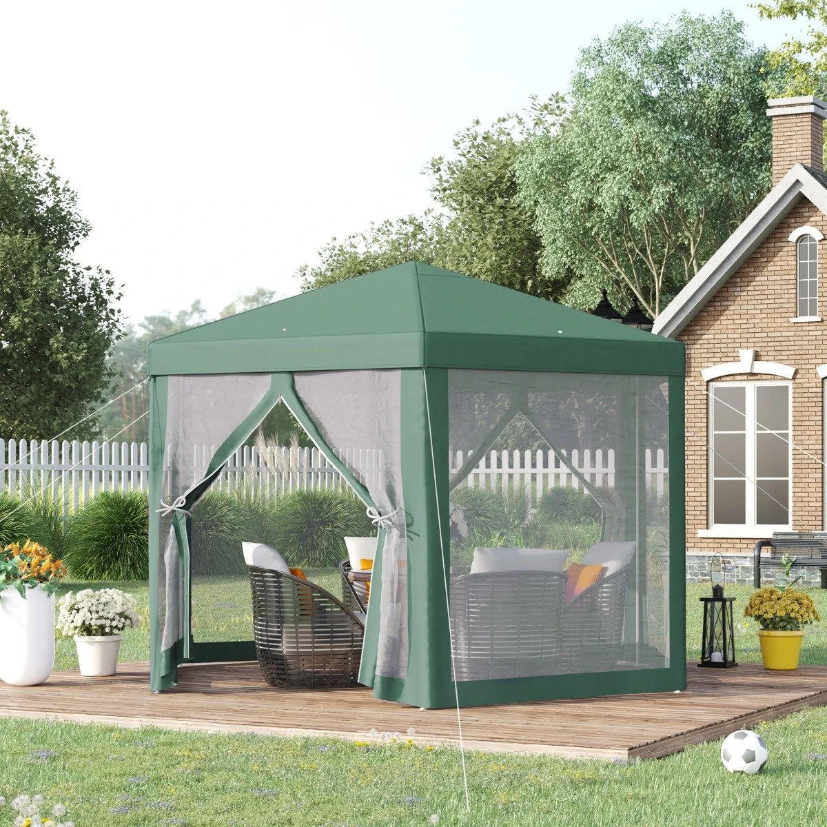Outsunny Carpa Gazebo Tipo Cenador Hexagonal Con Mosquitera Para Jardín Y Terraza Ø1,97 M Material De Poliéster Repelente Al Agua (Verde) 4 Outsunny Carpa Gazebo Tipo Cenador Hexagonal Con Mosquitera Para Jardín Y Terraza Ø1,97 M Material De Poliéster Repelente Al Agua (Verde) - Imagen 2