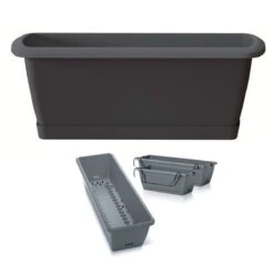 Prosperplast Jardinera Para Balcón Respana Easycare, Dimensiones (Mm) 397X190X140, Color Antracita